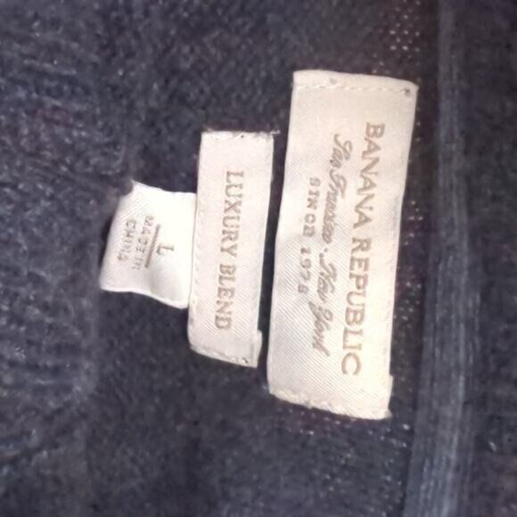 Banana Republic Luxury Blend Sweater Mens Large Rabbit Hair Angora Cashmere Gray - Picture 5 of 6